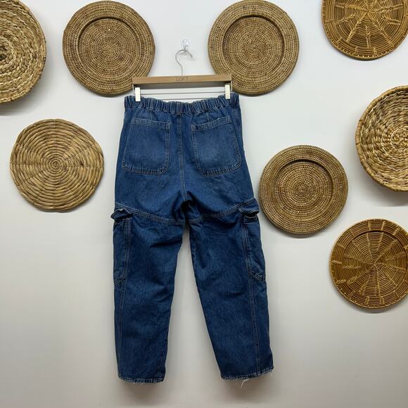 Free People We The Free All Star Pull On Jean Large Baggy Loose Fit Button Fly - Picture 3 of 7